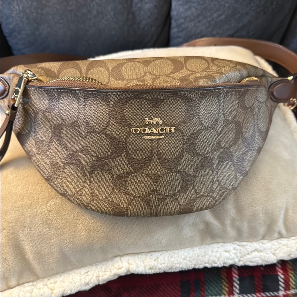 Coach Brown Signature Belt Bag